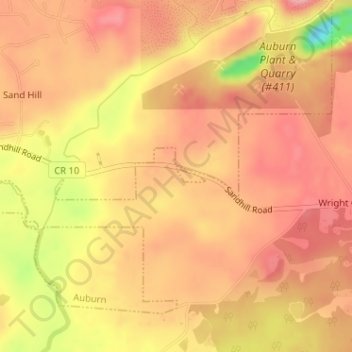 Топографическая карта Auburn, высота, рельеф