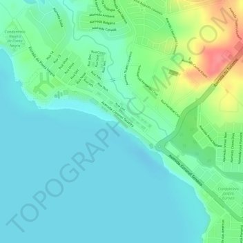 Топографическая карта Orla da Ponta Negra, высота, рельеф