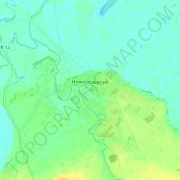 Топографическая карта Нижнеозерное, высота, рельеф