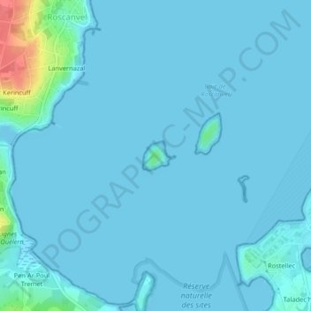 Топографическая карта Île des Morts, высота, рельеф