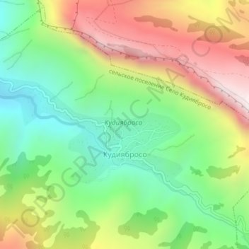 Топографическая карта Кудиябросо, высота, рельеф