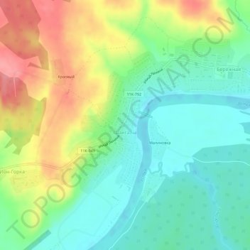 Топографическая карта Шангалы, высота, рельеф