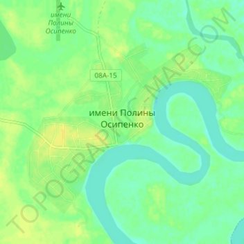 Топографическая карта имени Полины Осипенко, высота, рельеф