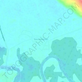 Топографическая карта Биктимирово, высота, рельеф