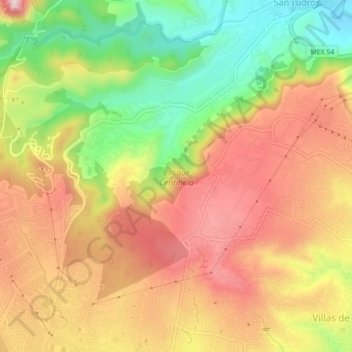 Топографическая карта Bosque Centinela, высота, рельеф