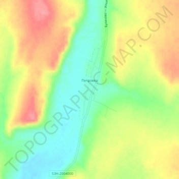 Топографическая карта Петровка, высота, рельеф