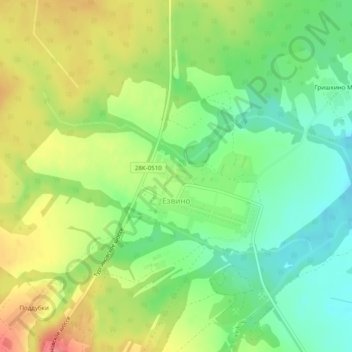 Топографическая карта Езвино, высота, рельеф