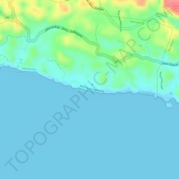 Топографическая карта Sepanjang Beach, высота, рельеф
