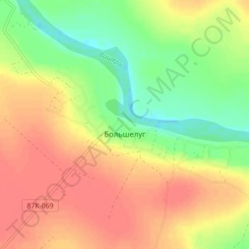 Топографическая карта Большелуг, высота, рельеф