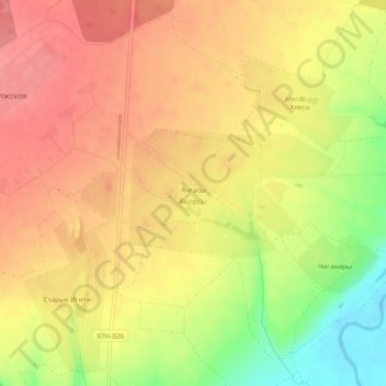 Топографическая карта Янгасы, высота, рельеф