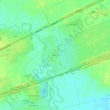 Топографическая карта Конино, высота, рельеф