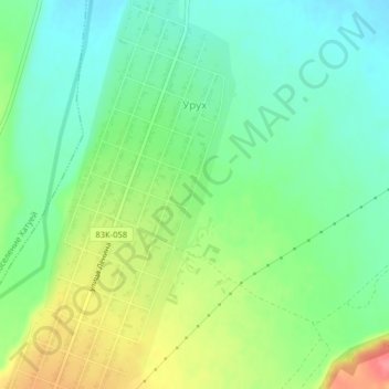 Топографическая карта Урух, высота, рельеф