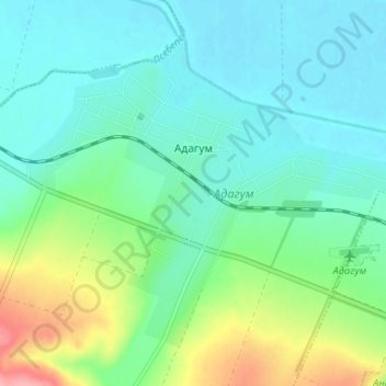 Топографическая карта Адагум, высота, рельеф