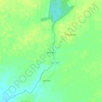 Топографическая карта Полунино, высота, рельеф