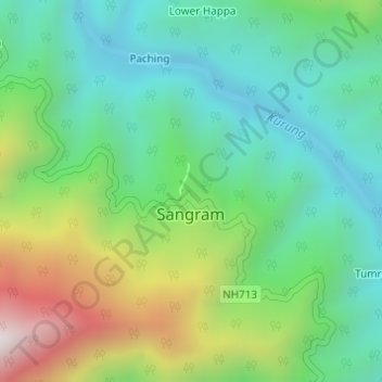 Топографическая карта Sangram, высота, рельеф