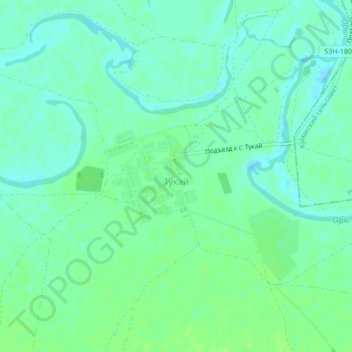 Топографическая карта Тукай, высота, рельеф