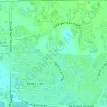 Топографическая карта Pebble Creek, высота, рельеф
