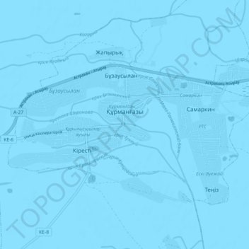Топографическая карта Курмангазы, высота, рельеф