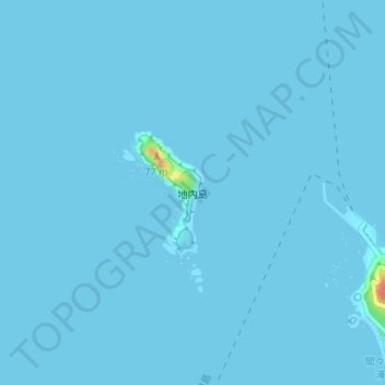 Топографическая карта 地内島, высота, рельеф
