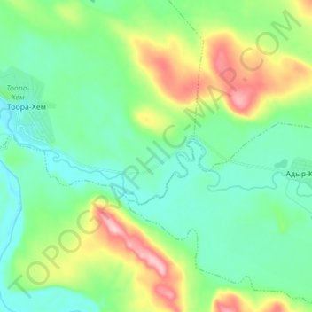 Топографическая карта Тоора-Хем, высота, рельеф