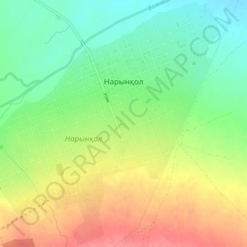 Топографическая карта Нарынкол, высота, рельеф