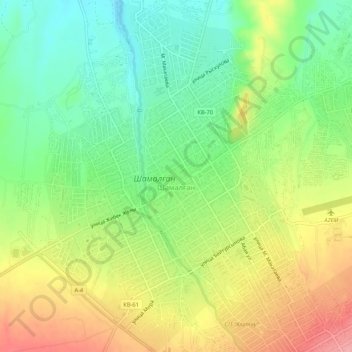 Топографическая карта Шамалган, высота, рельеф