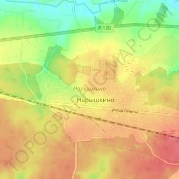 Топографическая карта Нарышкино, высота, рельеф