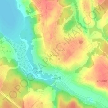 Топографическая карта Редино, высота, рельеф