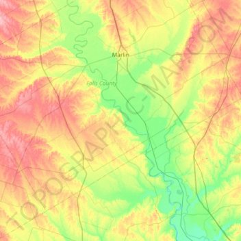 Топографическая карта Brazos River, высота, рельеф