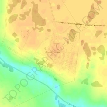 Топографическая карта Арчаглы-Аят, высота, рельеф