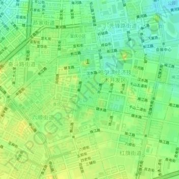 Топографическая карта 湘江公园, высота, рельеф