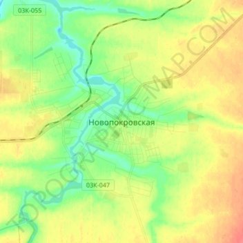 Топографическая карта Новопокровская, высота, рельеф