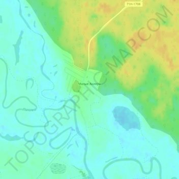 Топографическая карта Малые Акияры, высота, рельеф