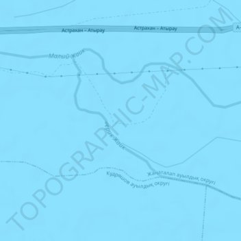 Топографическая карта ерик Жаик, высота, рельеф