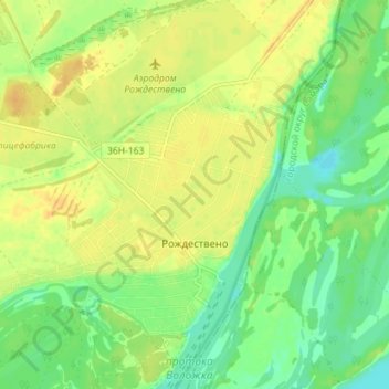 Топографическая карта Рождествено, высота, рельеф