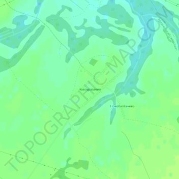 Топографическая карта Новоуразаево, высота, рельеф