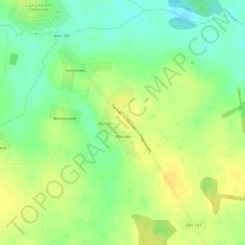Топографическая карта Жуково, высота, рельеф