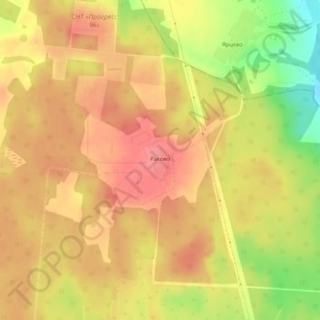Топографическая карта Раково, высота, рельеф