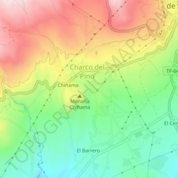Топографическая карта Charco del Pino, высота, рельеф