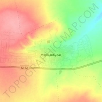Топографическая карта Маржанбулак, высота, рельеф