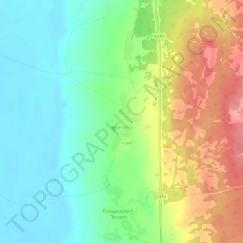 Топографическая карта Трутнево, высота, рельеф
