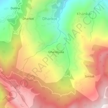 Топографическая карта Ghandiyal, высота, рельеф