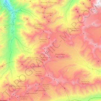 Топографическая карта хребет Заилийский Алатау, высота, рельеф