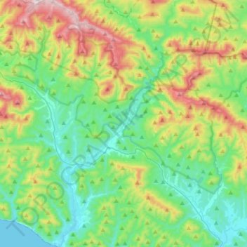 Топографическая карта Пшада, высота, рельеф