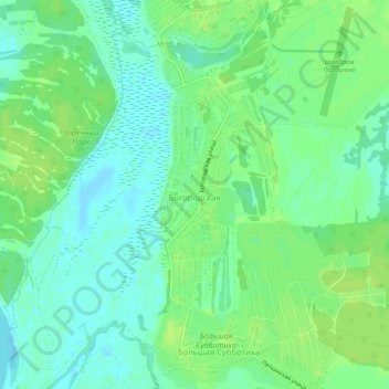 Топографическая карта Богородская, высота, рельеф