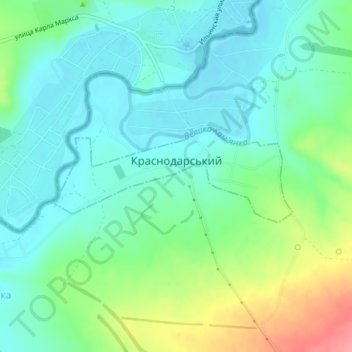 Топографическая карта Краснодарский, высота, рельеф