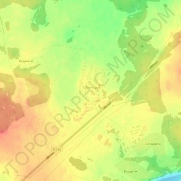 Топографическая карта Кузнецы, высота, рельеф