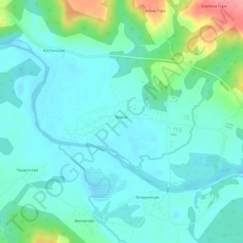 Топографическая карта Борок, высота, рельеф
