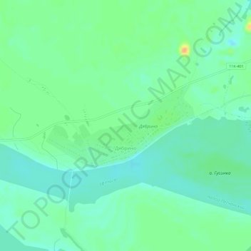 Топографическая карта Дябрино, высота, рельеф