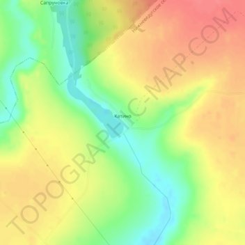 Топографическая карта Катино, высота, рельеф